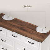 Gizoon Farmhouse 7 Drawers Dresser, White Chest of Drawers with Metal Handles, 47" Wide Wooden Storage Organizer for Bedroom, Hallway, Living Room, Tabletop-Retro Gizoon