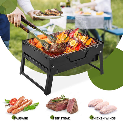 Limerri Floding Portable Charcoal Grill,13.7"x 10.6",Small charcoal Barbecue Grill for Outdoor Camping,Portable BBQ for family gatherings and camping