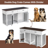 BTLCKVIN Large White Dog Crate with Removable Irons, XXL Size, Indestructible, Two Rooms Design, 72.4" x 22.4" x 34.1" BTLCKVIN