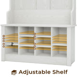 Itaar Hall Tree with Storage Bench, 3-in-1 Entryway Bench with Coat Rack, Adjustable Shoe Storage and Hanging Hooks, Embossed White Itaar