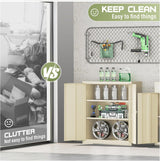 SUNCROWN Metal Storage Cabinets, 42”Locking Cabinet with Doors and Adjustable Shelves, Steel Utility Tool Garage Cabinets for Home, Office, Kitchen, Warehouse,Warm Grey SUNCROWN