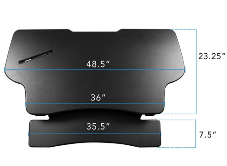 Mount-It! Adjustable Height Standing Desk Converter, Extra Large 48” Wide Tabletop for Dual Monitors, Stand Up Desk Riser to 19.25" Tall - Electric Raising Desk Convertor in Black Mount-It!