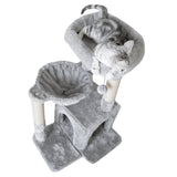 Pesofer Cat Tree, Small Cat Tower with Sisal Scratching Post and Hammock Light Gray Pesofer