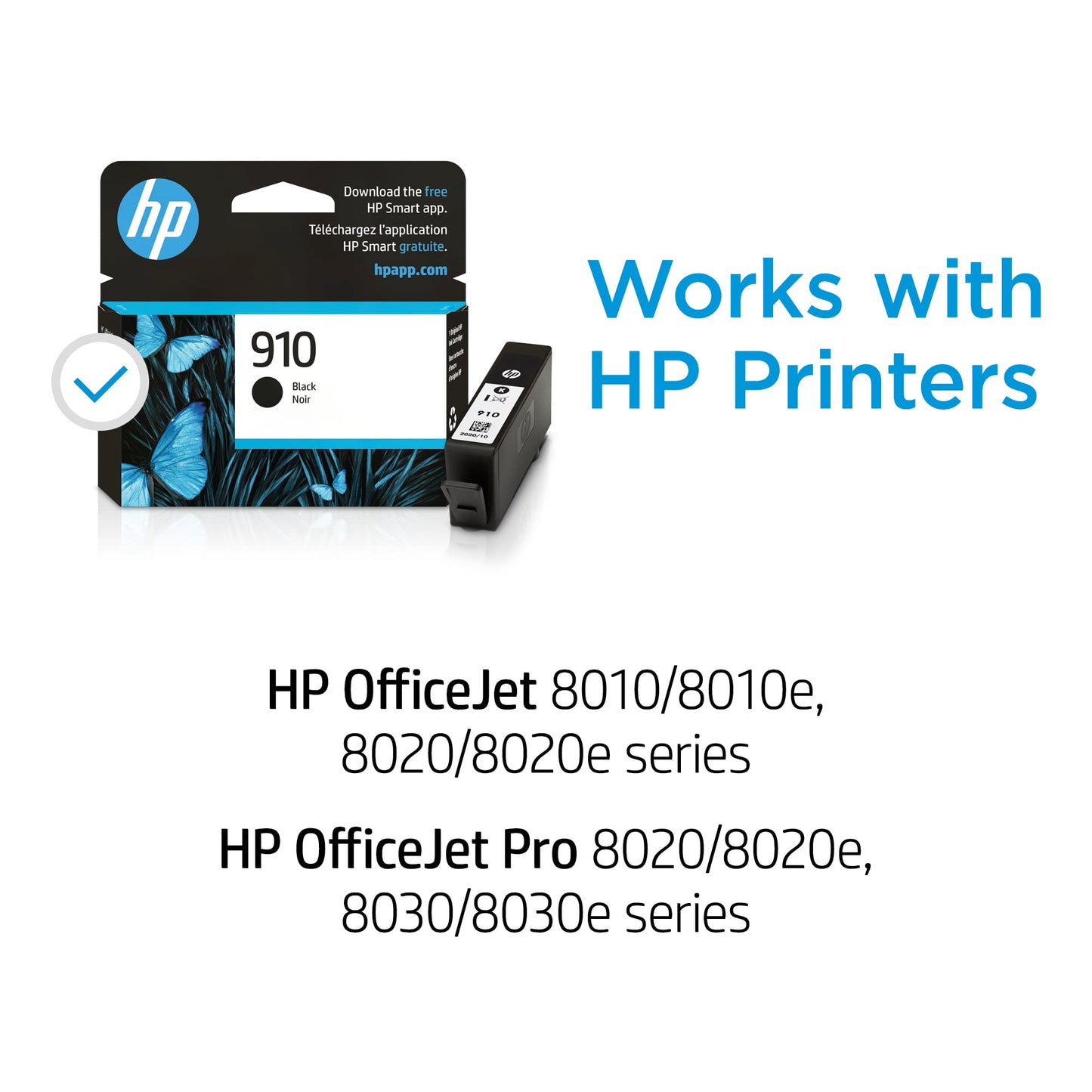 HP 910 Black Ink Cartridge | Works with HP OfficeJet 8010, 8020 Series, HP OfficeJet Pro 8020, 8030 Series | Eligible for Instant Ink | 3YL61AN