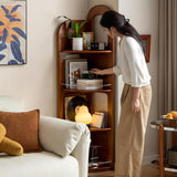 Wayshome 4-Tier 100% Solid Wood Corner Bookshelf, 64” Tall Mid Century Modern Corner Shelf Display, Open Storage Bookcase for Home Offie, Living Room (Poplar Wood) Wayshome