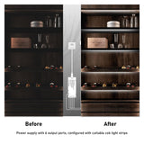 CUBITOR Under Cabinet COB Led Light Strip kit,16.4ft/5m Cuttable 3000K,Diffused Power with 6 Output Ports,Touch Switch&Dimmer Strip for Gun Safe Case,Book Shelf,Floating Shelf,Wall Panel,Home Decor CUBITOR