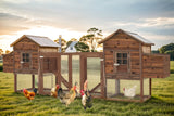 Large Wooden Chicken Coop, 160IN Outdoor Chicken Cages and Run with Nesting Boxes for 2-8 Chickens, Hen Run Poultry Pet House Rabbit Hutch with Waterproof Roof & Removable Tray for Backyard (Two) TANGJEAMER