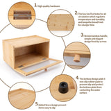 LEIMO KPARTS Bread Storage Farmhouse Bread Box For Kitchen Countertop,Single Layer Bamboo Wooden BreadBox Large Capacity Bin Bread Holder For Kitchen Counter Bread Container LEIMO KPARTS