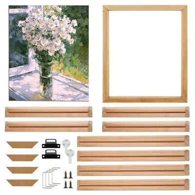 WOPPLXY 4 Set Canvas Stretcher Bars, 10 x 12 Inch Canvas Frame with Accessories, DIY Solid Wood Canvas Frame Kit Easy to Assemble, Stretcher Bars for Canvas Paintings Photo Posters Supplies