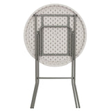 Flash Furniture Kathryn 2.63' Round Folding Bar Height Table for Parties and Commercial Events, Indoor/Outdoor Plastic Bar Height Folding Table, White Flash Furniture