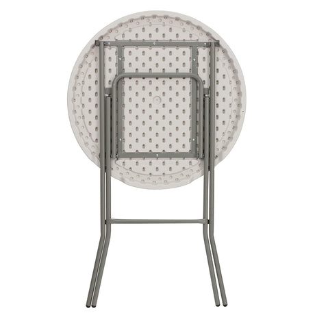 Flash Furniture Kathryn 2.63' Round Folding Bar Height Table for Parties and Commercial Events, Indoor/Outdoor Plastic Bar Height Folding Table, White Flash Furniture
