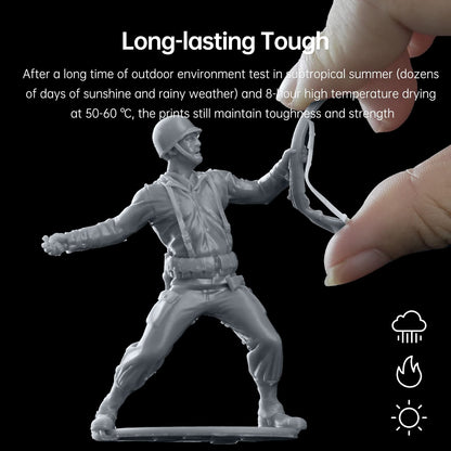 RESIONE 3D Printer Resin, TH72 Flexible Tough Resin with Long-Lasting Toughness and High Elongation, 3D Printing Impact Resistant for Figurines (Medium Grey 500g)