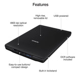 Epson - Perfection V39 II - Color Photo and Document Flatbed Scanner - 4800 dpi Optical Resolution - High-Rise, Removable Lid - Scan to Cloud - USB Power - Image Scanning - Black Epson