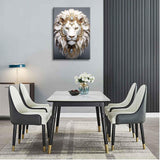 White Lion Canvas Wall Art Wild Animal Portraits Avatar Pictures Painting Decor Modern Large Gold Diamond Beast Posters Prints for Dining Living Room Bedroom Home Decoration Cremooy