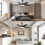 GHORA 52 Inch Ceiling Fans with Lights, Smart Ceiling Fan with Remote/APP/Alexa Control,Black Ceiling Fan with 6-Speeds Reversible Motor,WiFi Ceiling Fans for Bedroom,Farmhouse,Indoor/Outdoor GHORA