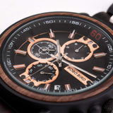 BOBO BIRD Wood Watch Handmade Luminous Wooden Wrist Watch Lightweight Quartz Movement Date Wristwatch for Men (Black) BOBO BIRD
