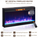 JXQTLINGMU Fireplace TV Stand for 80 Inch TV, Farmhouse Highboy Entertainment Center w/LED Lights & 36" Electric Fireplace, Large Media Console w/Glass Door Cabinet & Storage Drawer, White JXQTLINGMU