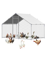 VEVOR Large Metal Chicken Coop with Run, Walkin Chicken Coop for Yard with Waterproof Cover, 6.5 x 9.8 x 6.5 ft, Spire Roof Large Poultry Cage for Hen House, Duck Coop and Rabbit Run VEVOR