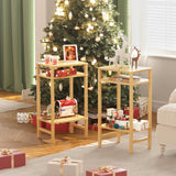 YUFAM 28in Tall Bamboo Side Table 3-Tier Small Narrow End Table, Skinny Nightstand for Small Space, Farmhouse Slim Night Stand with Storage for Couch, Wooden Thin Bedside Table, Natural YUFAM