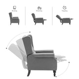 Mid Century Wingback Recliner Chair for Adults, Modern Linen Fabric Push Back Recliner Chairs with Button Tufted Upholstered Back & Footrest, Manual Recliner Chais for Living Room, Nursery, Gray BALIAA
