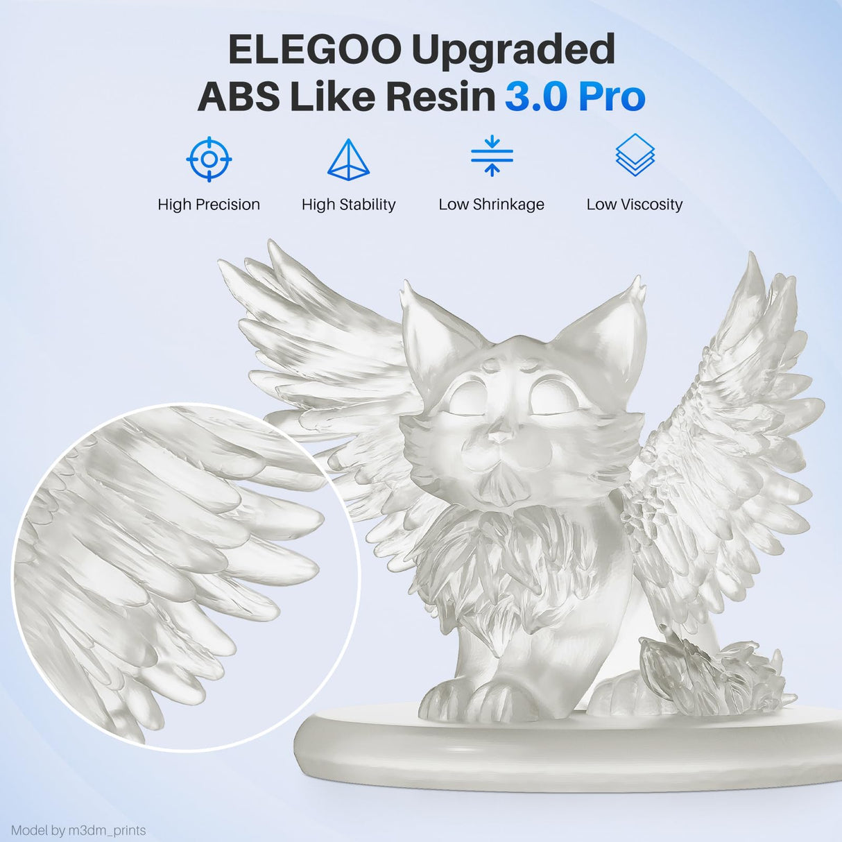 ELEGOO ABS-Like Resin 3.0 Pro, 3D Printer Resin with Low Viscosity and High Precision, 405nm Rapid UV-Curing Photopolymer Resin, 3D Resin for LCD/DLP 3D Printing, Clear 1000G ELEGOO
