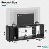Bestier LED TV Stand with Power Outlets for 55/60/65 Inch TV, Gaming Entertainment Center with Cabinet for PS5, Modern TV Cabinet with Adjustable Glass Shelves for Living Room, Bedroom 58 Inch,Black Bestier