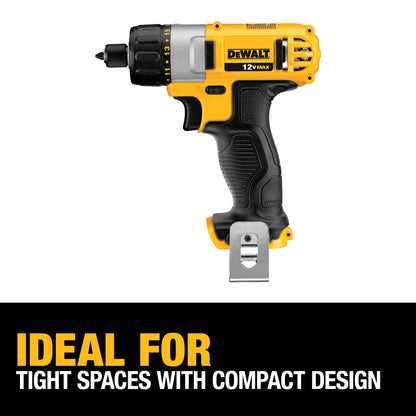 DEWALT 12V MAX Cordless Screwdriver, 1/4-Inch Hex Chuck, 1-Inch Bit Tips, Electric (DCF610S2) - WoodArtSupply