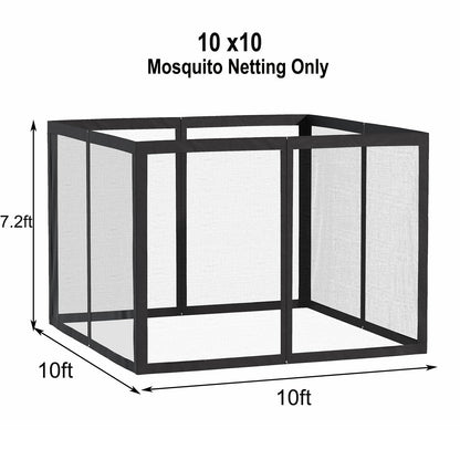 10'x10' Gazebo Replacement Mosquito Netting, Outdoor Universal Canopy Net Screen 4-Panel Sidewall Gazebo Curtains with Zipper for Patio Garden Yard Backyard (Mosquito Net Only)