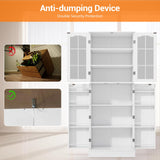 kepptory 64" Kitchen Pantry Cabinet, Pantry Storage Cabinet with Adjustable Shelves, Kitchen Buffet Cupboards Storage Cabinet for Home Office Use (White, 16" D x 24" W x 64" H) kepptory