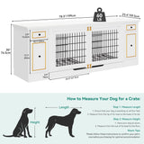 YITAHOME Double Dog Kennel Furniture with Tray, 79" Dog Crate Table with Storage for 2 Small/Medium Dogs, Indoor Wooden Dog House TV Stand, White YITAHOME
