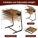 Folding TV Tray Adjustable Dinner - Trays for Eating On Couch Wooden Tables Mate Stand Foldable Desk Table with Cup Holder Portable NUTIKAS