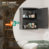 GLADIW Metal Wall Cabinet, Wall-Mounted Locker with Locking Door and Adjustable Shelf, Metal Hanging Cabinet, Steel Garage Storage Cabinet for Home, Office and Tool Room, Black GLADIW