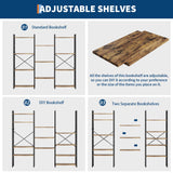 GarveeLife Industrial Large Bookcase, 4 Tier Book Shelf with Open Display Shelves, Large Wide Bookshelf, Tall Bookshelfwith Metal Frame for Living Room, Office, Rustic Brown GarveeLife