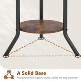 Hoctieon Coat Rack Freestanding, Round Coat Rack with 3 Wooden Shelves and 1 Fabric Basket, Metal Clothes Tree with 5 Hooks, Coat Hanger Stand for Clothes, Hats, Bags, Brown and Black Hoctieon