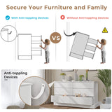 EPHEX 6 Drawer Dresser, Black Chest of Drawers, Storage Tower Clothes Organizer Closet, Double Dresser for Bedroom, Living Room, Entryway, 51.6''H x 15.7''W x 29.3''H White EPHEX