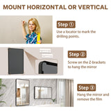 pertetey New Upgrade 55X30 Inch Wall Mounted Bathroom Mirror, Black Metal Frame Rounded Rectangle Mirror, Bathroom Vanity Mirror with Tempered Glass for Washroom Bedroom Living Room pertetey