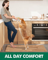 LUMI Wood Grain Kitchen Mat - Teak-Like, Non-Slip, Quick-Dry, Washable, Waterproof, Low-Profile Standing Rug for Kitchen, Home, and Office, 23.5"x15.5" LUMI