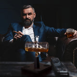 Oak & Steel - 35oz/ 1000ml Ship Whiskey Decanter - Decanter Set for Men - Whiskey Dispenser - Liquor Dispenser Set with 4 Glasses for Whiskey, Bourbon, Tequila - Gifts for Men & Husband OS Oak & Steel ENGLAND