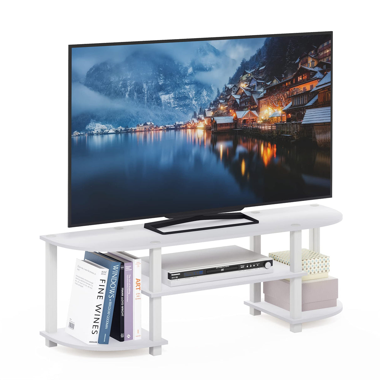 Furinno Turn-S-Tube Wide TV Entertainment Center, White Furinno