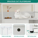 YITAHOME Cat Litter Box Enclosure with Storage Shelves, Indoor Large Litter Box Furniture Wooden Hidden Cat Cabinet Washroom Corner, White YITAHOME