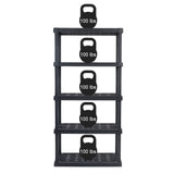 IRIS USA 5-Tier Heavy Duty Plastic Shelving Unit, 73" Tall - 100lbs per Shelf, Modular Garage Rack Storage Organizer for Home, Basement, Laundry & Utility Room, 18"D x 36"W x 73"H - Black IRIS