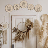 Qunclay 5 Pcs Wall Art Decor Wooden Living Room Wall Decor Bohemian Hanging Farmhouse Geometric 10'' and 8'' Aesthetic Wood Minimalist Posters for Bedroom(Floral) Qunclay