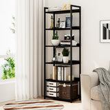 NUMENN Bookshelf, 6 Tier Bookshelves, Home Office Bookcase Shelf Storage Organizer, Free Standing Storage Shelving Unit for Bedroom, Living Room and Home Office, Black NUMENN
