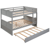 Harper & Bright Designs Full Over Full Bunk Bed with Trundle, Solid Wood Bunk Beds with Safety Guard Rail and Ladder, Can be Separated to 2 Full Size Beds, for Kids, Teens and Adults (Gray) Harper & Bright Designs