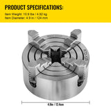 Happybuy K72-125 Lathe Chuck 5 Inch 4-Jaw - Independent Reversible Jaw for Metal Lathe Turning Machine, Lathe Accessories Happybuy