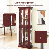 Curio Cabinet Wooden Display Cabinet,Curio Cabinet with Adjustable Glass Shelves Vintage, Lighted Curio Diapaly Cabinet,Vintage Accent Storage Cabinet with 6 Shelves,70" Curio Cabinet(Cherry) Firscook