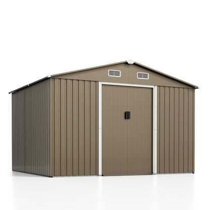 Kurapika 10 x 8FT Outdoor Storage Shed Waterproof, Large Garden Tool Shed with Air Vents and Lockable Sliding Door, Shed Storage House, Metal Shed Outdoor Storage for Garden, Patio, Backyard, - WoodArtSupply