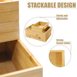 HOMESTEAD 3-Piece Stackable Bamboo Storage Box, Office Desk Organizer, Wooden Boxes for Makeup Drawer Organizer Bathroom, Office Supplies, Kitchen Utensils, Bamboo Storage Containers, Jewelry Tray HOMESTEAD