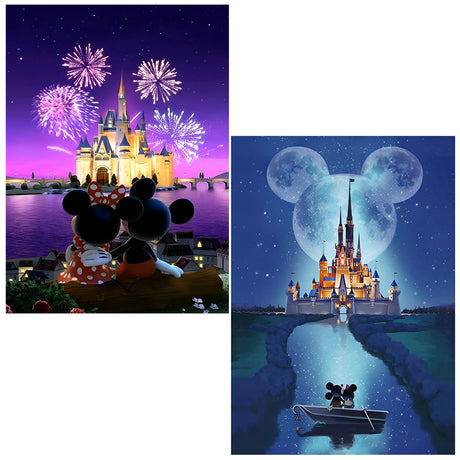 Ecdivjs 2 Pack Diamond Painting Kits Cartoon for Adults,Diamond Art Kits Cartoon for Adults,Cartoon Castle Gem Art Kits for Adults for Gift Home Wall Decor(12x16 inch) Ecdivjs