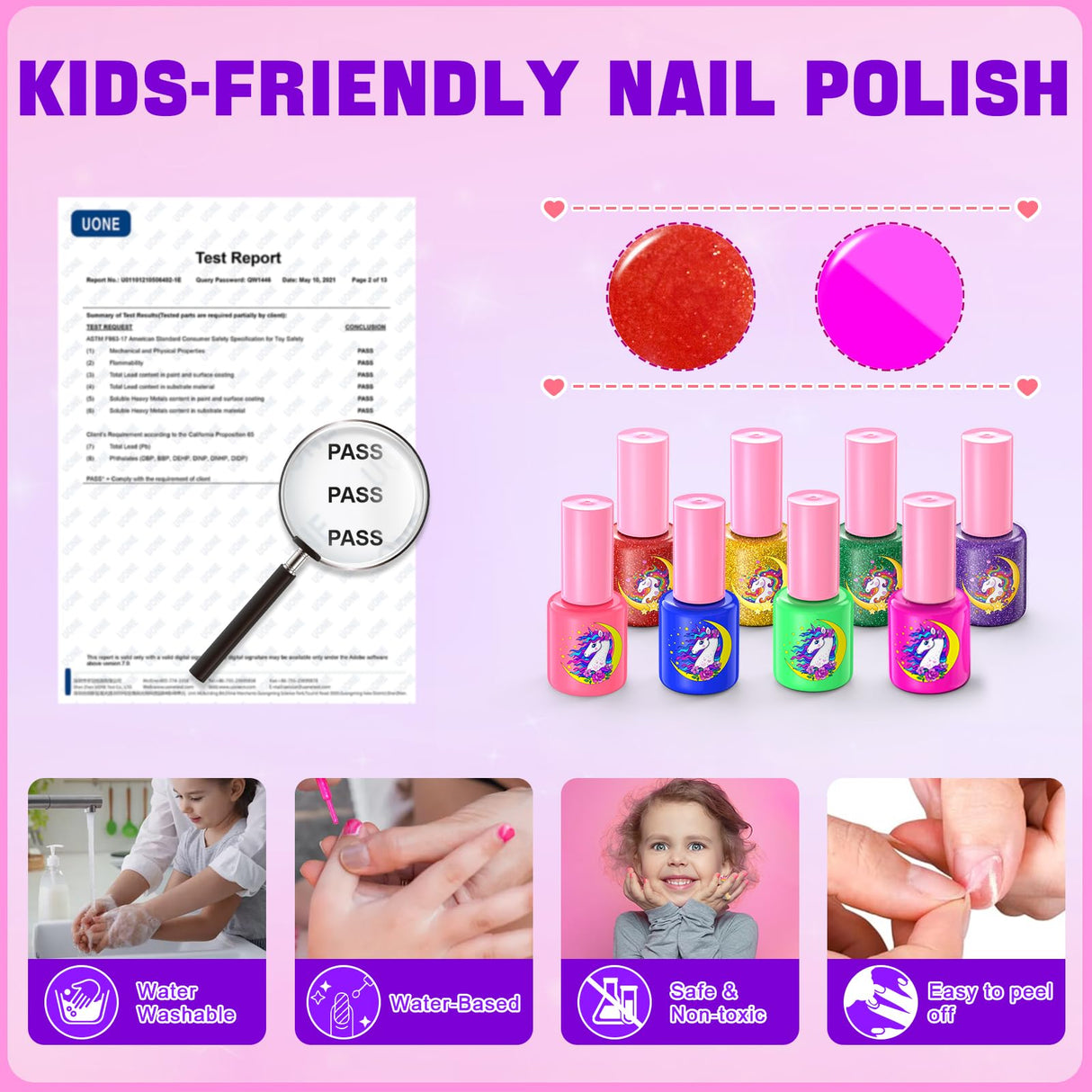Kids Nail Polish Set for Girls, Non-Toxic Quick Dry Nail Art Salon Kit with Nail Dryer and Peelable Nail Polish,Ideal Gift Toys for Girls Age 3-12 Websonaw
